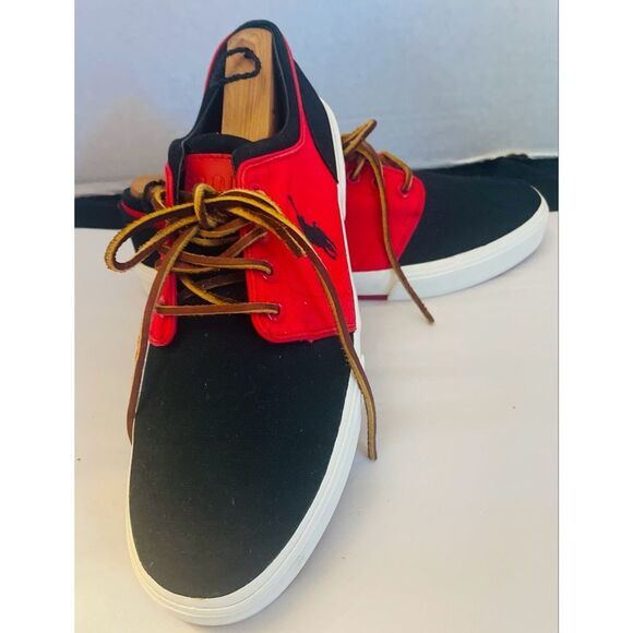 Polo Ralph Lauren Faxon Red and Black Casual Canvas Men's Shoes Size 10D - Picture 9 of 11